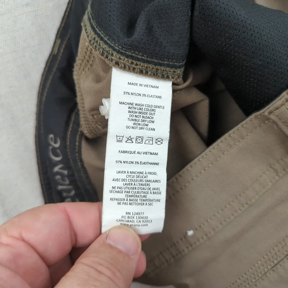 Prana Pants Mens 31x32 Khaki Straight Zion Cargo Hiking Outdoor Travel Belted
